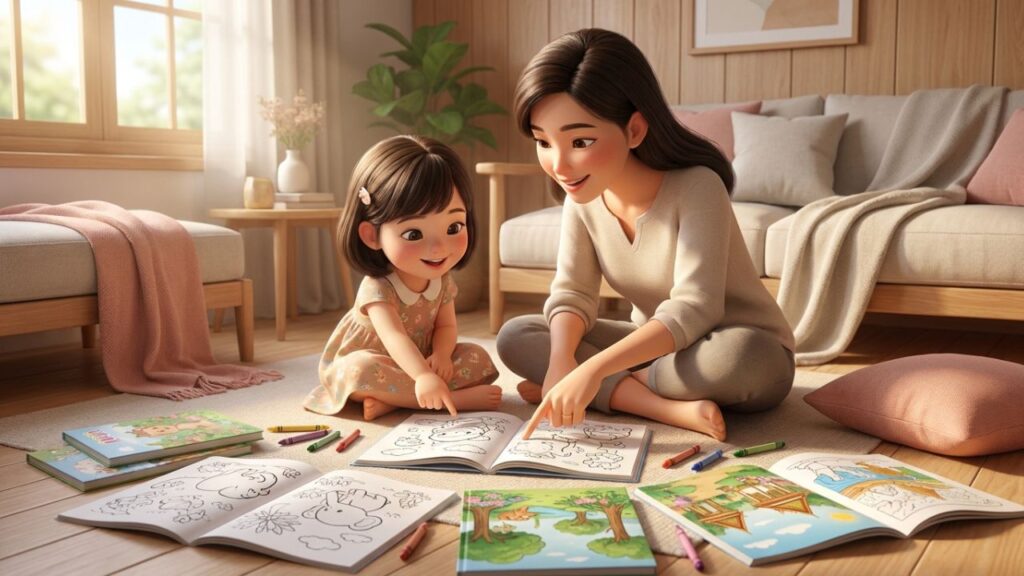 Color book แม่ลูก กิจกรรมระบายสี