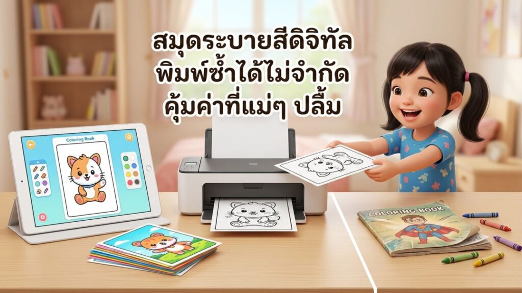 สมุดระบายสี Digital ปริ้นต์ซ้ำได้ไม่จำกัด ความคุ้มค่าที่คุณแม่ต้องเลิฟ
