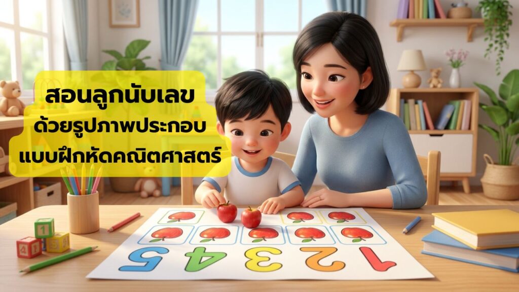 สอนลูกนับเลขด้วย รูปภาพประกอบแบบฝึกหัดคณิตศาสตร์